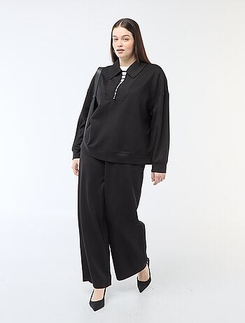 Wijde broek van ribstof met stretch