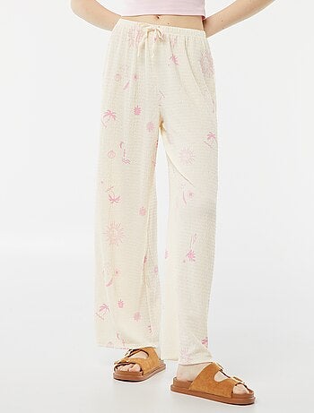 Wijde broek van tricot met wafeltextuur