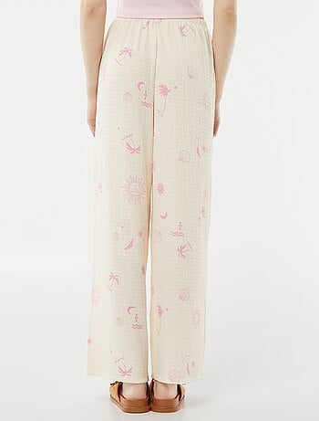 Wijde broek van tricot met wafeltextuur