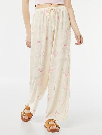 Wijde broek van tricot met wafeltextuur