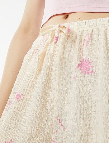 Wijde broek van tricot met wafeltextuur