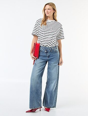 Wijde jeans met dubbele knoopsluiting