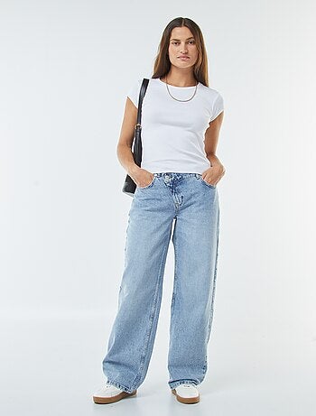 Wijde jeans met hoge taille en 5 zakken