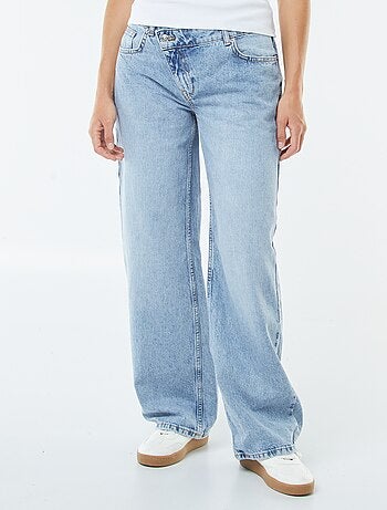 Wijde jeans met hoge taille en 5 zakken