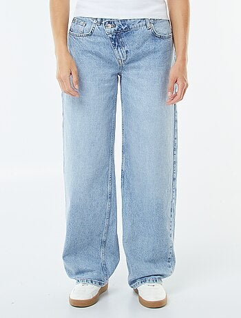 Wijde jeans met hoge taille en 5 zakken