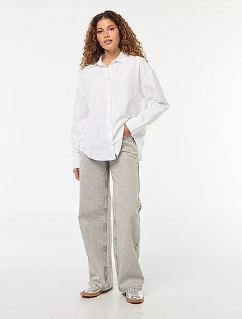 Wijde jeans met hoge taille en 5 zakken