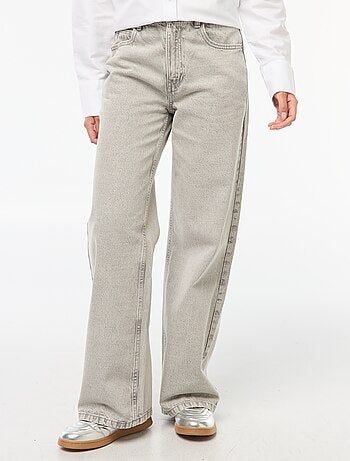 Wijde jeans met hoge taille en 5 zakken