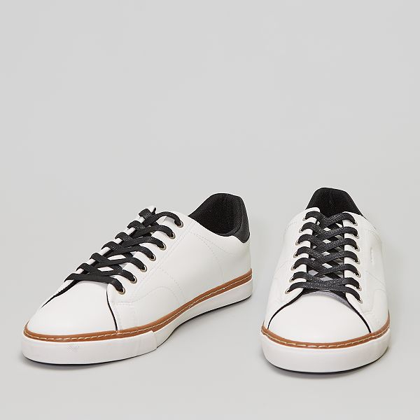 Witte sneakers met zwarte veters Herenmode grote maten - wit - Kiabi -  20,00€