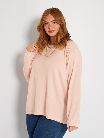 Wit shirt met roze zebraprint (grote maten)